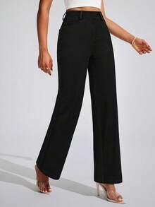 Flexra 女士休闲高腰舒适牛仔裤，百搭日常穿着 - 黑色 - 查看 3