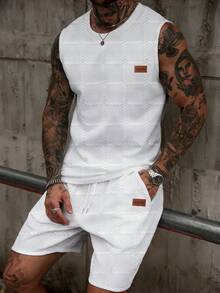 EGENSIO Men's Knit Casual 2 Pieces Set: Vest And Shorts