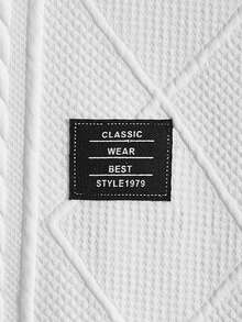 Manfinity VCAY Áo thun dài tay cổ tròn in chữ cho nam, áo thun dài tay nam, áo len dệt kim dài tay nam, áo len trắng dài tay nam, áo dài tay nam - Màu be - Xem 3