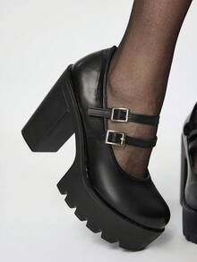 ROMWE Goth 女士高跟鞋 - 黑色啞光 - 查看 3