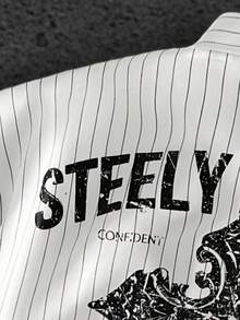 HIMLAND Men's Casual Woven Pocket Letter Embroidered Loose Short Sleeve Shirt Daily Essential Wardrobe Staple Basic Style All-Match Style Go-To Piece Mix-And-Match Item Casual Versatile Style  Premium Textured Fabric - Apricot - View 4