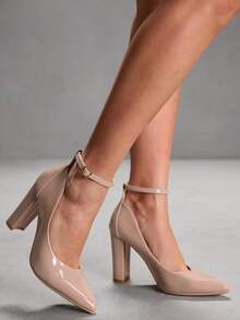CUCCOO SZL Giày cao gót đế dày màu nude, quai ngang mắt cá chân, mũi nhọn, thích hợp cho công sở, hẹn hò, dự tiệc, đám cưới và kỳ nghỉ xuân, lễ Phục sinh. - Ánh sáng hạnh nhân - Xem 4