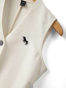 Franclia 女士时尚前、中、侧马刺绣腰部褶皱夹克