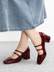 CUCCOO BIZCHIC Women's Simple Mary Jane Platform High Heel Shoes, Halloween Valentine's Day Spring Shoes - Bordeaux - View 3