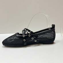 Rosivie 新款透气网眼休闲软底魔术贴交叉套脚平底百搭舒适方头乐福鞋 - 黑色 - 查看 13