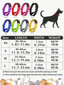 1件装 高强度反光尼龙马丁格尔犬项圈 防拉扯训练项圈 L码可调节 适用于小型、中型和大型犬 宠物训练装备 遛狗配件