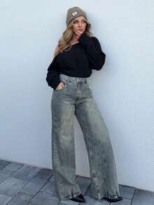 Jeta Ari Cinched Mini Off The Shoulder Long Sleeve Dress Fall Autum Winter Cosy Everyday - Black - View 1