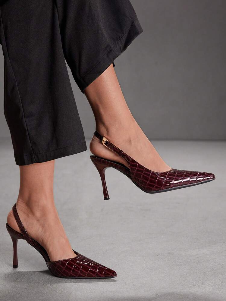 CUCCOO SZL Sexy Fashion Pointed Toe Women's Stiletto Heel Slingback Side Cut-Out Dress Pumps, Suitable For Party, Nightclub