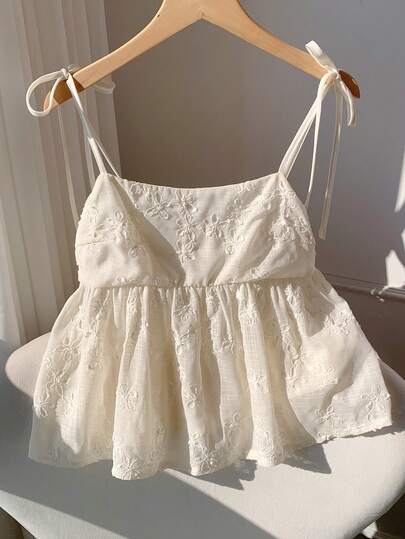 Comfortcana 女士白色波点编织吊带背心