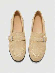 CUCCOO BIZCHIC 新款复古乐福鞋 小号真皮鞋 圆头 平底 套脚搭扣通勤鞋 女款