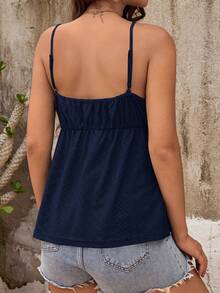 SHEIN Maternity Solid Color Spaghetti Strap Ruffle Hem Camisole Tank Top