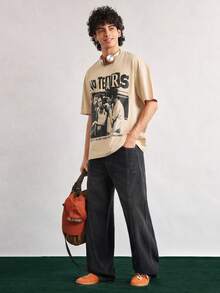 Open Phase 男士新款时尚嘻哈印花T恤 春夏款 - 杏色 - 查看 7