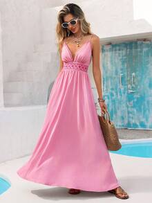 Vivid Eden 女士度假刺绣连衣裙 - 粉色 - 查看 4