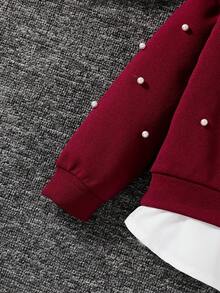 SHEIN Elladie kids Young Girl New 2-In-1 Sweatshirt With Shirt Collar, Loose Fit