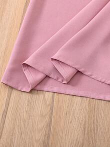 SHEIN Young Girl New Loose Casual Round Neck Retro Pattern Long Sleeve Pink Long Dress, Middle Eastern Traditional Long Robe Dress Abaya Jalabiya - Pink - View 5