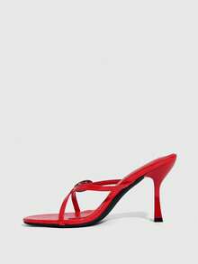 CUCCOO SZL Women's Pointed Toe Buckle Design Fashionable Elegant High Heel Sandals - Red - View 9