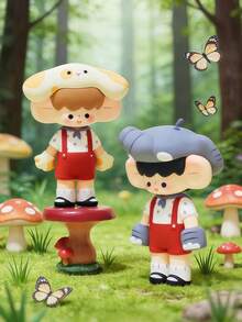POKOJA LAND Boîte surprise (sans rembourrage en peluche), convient comme cadeau de fête pour les amis, boîte surprise de figurines d'animaux en costume de lucioles de la forêt nocturne - 14 modèles au total (12 réguliers + 2 cachés), jouets de collection en ABS avec accessoires de coiffure et de salopette pour animaux, cadeau réfléchi pour les amis et la famille, décoration unique pour les étagères/bureaux, ensemble de personnages thématiques de la forêt nocturne enchantée pour les collectionneurs de figurines - Tide play blind box - Voir 11