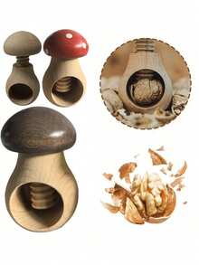 Wooden Mushroom Shaped Nutcracker Walnut Plier Multifunctional Walnut Opener Pecans Clip Easy Cracking Adjustable Nuts Tongs - Multicolor - View 3