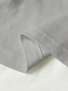 BATMAN X SHEIN 女士休闲日常通勤时尚街头蝙蝠标志图案撞色长袖T恤，春秋季 - 灰色 - 查看 7