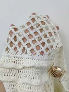 Swim Chiccia 时尚性感钩针编织露背紧身优雅度假风连衣裙罩衫女款 - 白色 - 查看 6