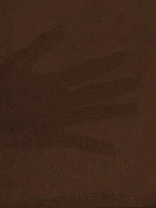 SHEIN Tall CURVE Plus Contrast Mesh Lantern Sleeve Elegant Black Bodysuit, Winter - Coffee Brown - View 7