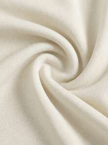 SHEIN Teen Girl Plain Pleated Round Neck Long Sleeve Fitted All-Match Versatile Simple Dress - Apricot - View 5