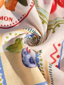 Vivid Eden 女士夏季度假休闲水果印花吊带背心和裤子两件套 - 杏色 - 查看 8