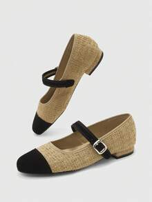 CUCCOO BIZCHIC 春秋新款百搭法式玛丽珍鞋，低鞋面，圆头，系带女鞋 - 杏色 - 查看 10