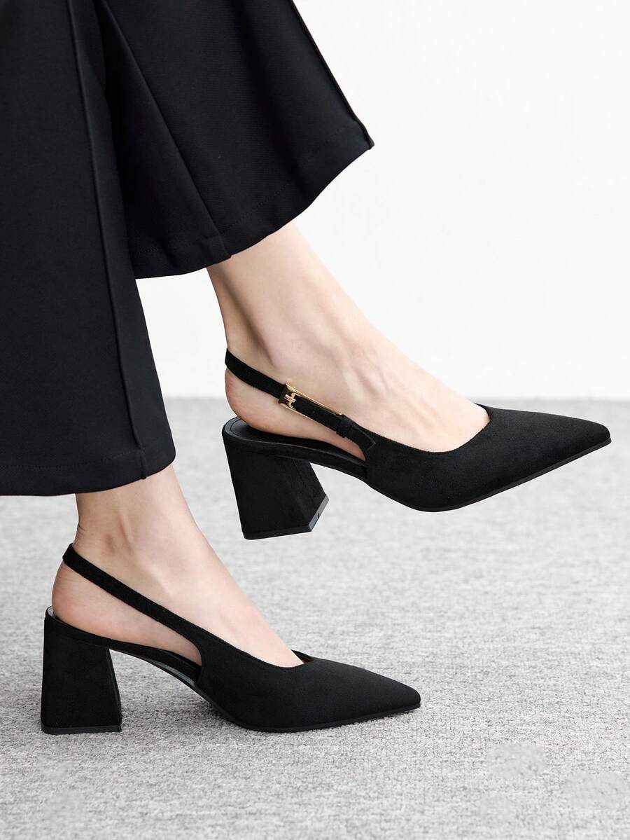 CUCCOO BIZCHIC Giày cao gót đế dày màu đỏ tía dành cho nữ, thiết kế tối giản cổ điển, phù hợp cho đi làm, hẹn hò, dự tiệc, kỳ nghỉ, đám cưới hoặc dịp Giáng sinh. - Đêm tối - Xem 1