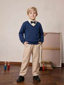 PrepCrw Young Boys' Khaki Slant Pocket Slim Fit Pants - Khaki - View 2