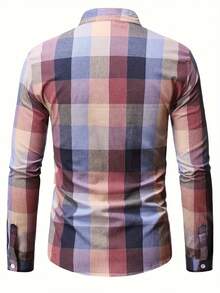 Manfinity Homme Men's Casual Long Sleeve Plaid Shirt, Autumn Men Shirts Plaid Men Casual Long Sleeve Shirts Multi Color Shirts For Men Men's Luxury Shirts - Multicolor - View 2