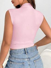 SHEIN EZwear 夏季穿搭针织纯色背心 - 淺粉色 - 查看 3
