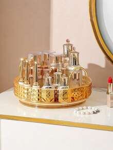 1 PC Large Capacity 360 Degree Rotating Adjustable DIY Plastic Simple Transparent Spinning Organizer Rack Bathroom Vanity Desktop Display Storage Shelf Multi-Scene Home Organization Countertop Decor - Multicolor - View 16