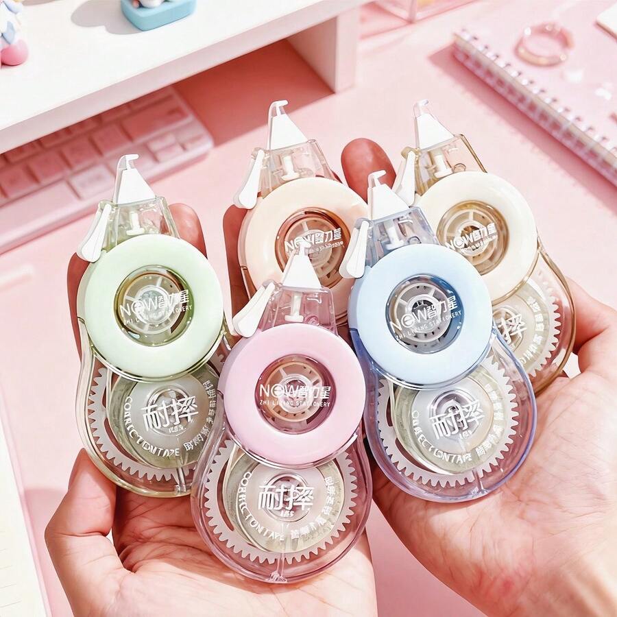 Set de cintas correctoras con estilo Ins, colorido, japonés, de tamaño pequeño, alta capacidad, lindo, mini, silencioso, estilo Mori, set de 6 piezas, de vuelta a la escuela - Multicolor - Ver 1
