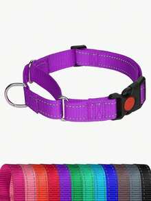 1件装 高强度反光尼龙马丁格尔犬项圈 防拉扯训练项圈 L码可调节 适用于小型、中型和大型犬 宠物训练装备 遛狗配件