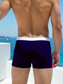 ZELFYO 男士撞色休闲夏季沙滩泳裤 - 藏蓝色 - 查看 2