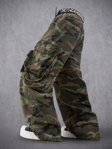 Manfinity Denimwave Unisex American Streetwear Camouflage Cargo Wide Leg Pants - Multicolor - View 3