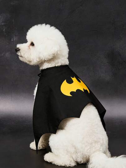 BATMAN X SHEIN 1 st husdjurskappa med logotypdekor, halsband, huvudbonad, lämplig för hundar och katter, flera storlekar, cosplay