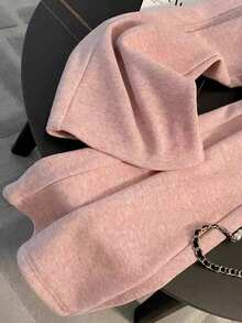 Franclia 加大码修身立领插肩袖开衫 + 斜插口袋直筒裤 - 粉色 - 查看 5