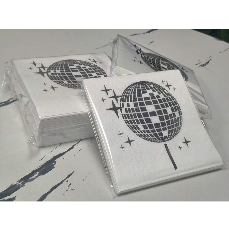 20/40/80 Sheets 5x5 Inch Disco Ball Party Napkins, Beverage And Cocktail Napkins, Party Paper Towels, Engagement, Birthday, Graduation Supplies - 1 - View 1