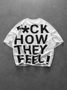 PAVTROS 男士字母和数字印花圆领短袖T恤 - 白色 - 查看 2