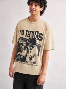 Open Phase 男士新款时尚嘻哈印花T恤 春夏款 - 杏色 - 查看 5