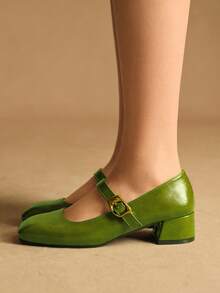 Rosivie 女士搭扣设计百搭时尚高跟鞋 - 橄欖綠 - 查看 10