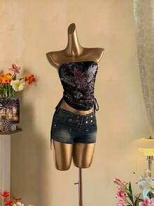 Attitoon Áo croptop nữ kiểu dáng thường ngày, có dây rút phía trước. - Nhiều màu - Xem 4