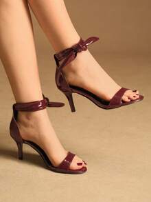 Rosivie Fashionable Elegant Lace-Up High Heel Sandals - Hot Pink - View 1