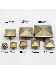 100个，金属尖钉方形铆钉朋克摇滚皮革工艺四爪铆钉，适用于衣服、鞋子、手镯 - 彩色 - 查看 2