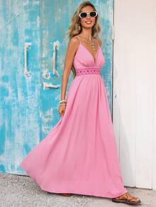 Vivid Eden 女士度假刺绣连衣裙 - 粉色 - 查看 5