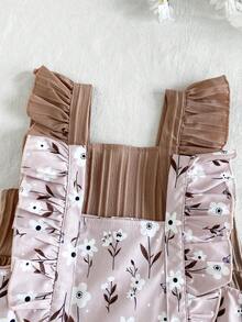 SHEIN Vintaside Kids 两件套女婴休闲纯色粉色碎花无袖连衣裙，适合户外玩耍或居家穿着。 - 彩色 - 查看 7