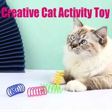 80个/20包猫弹簧玩具，互动猫玩具，室内猫适用，塑料线圈彩色弹簧，猫玩具，活跃健康健身玩耍，螺旋弹簧，幼猫玩具，可用于拍打、啃咬、追逐 - 彩色 - 查看 4
