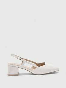 CUCCOO BIZCHIC Zapatos de tacón grueso con punta cuadrada y correa en el talón, de textura negra clásica. Zapatos versátiles para ir al trabajo y para el Día de San Valentín y la primavera - Chantilly - Ver 4